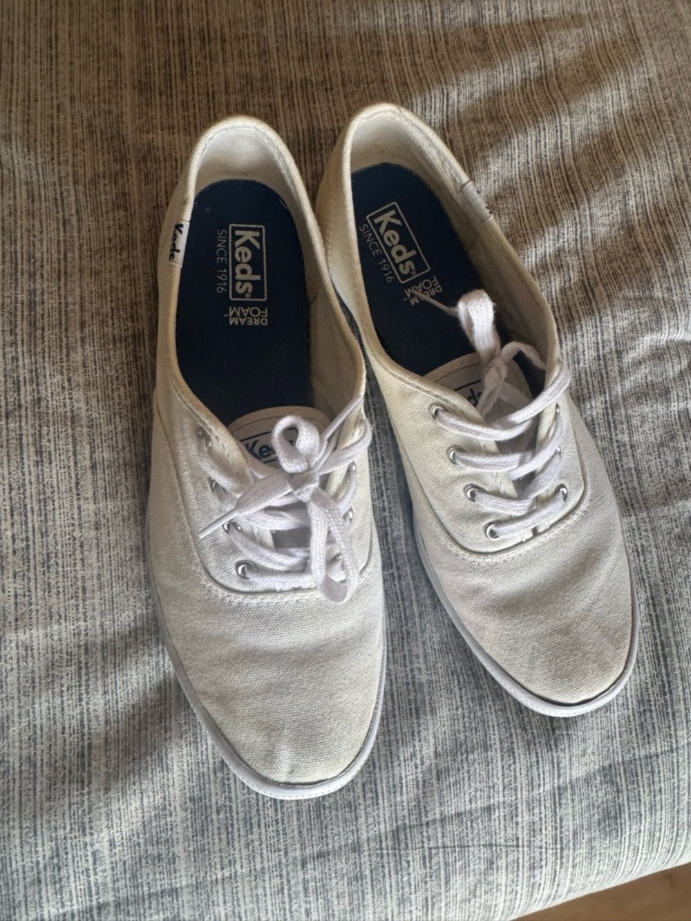 Keds White Canvas Lace-Up Sneakers
